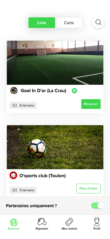 Écran Accueil Application Mobile Fivezone
